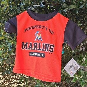 Kids 12M NWT Flordia Marlins Baseball Shirt  Orange and Black‎
